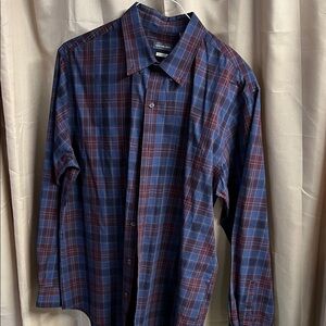 Van Heusen Men's Plaid Shirt - Burgundy and Navy